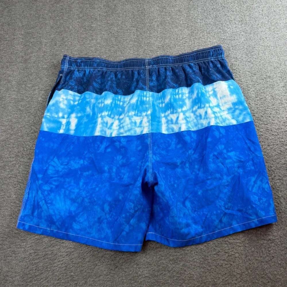 Big Wave Fun Club Swim Trunks Men's 4XL Blue Tie Dye Colorblock Board Shorts